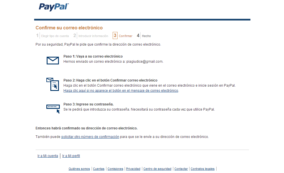 Ideame: Confirma tu correo electrónico en PayPal